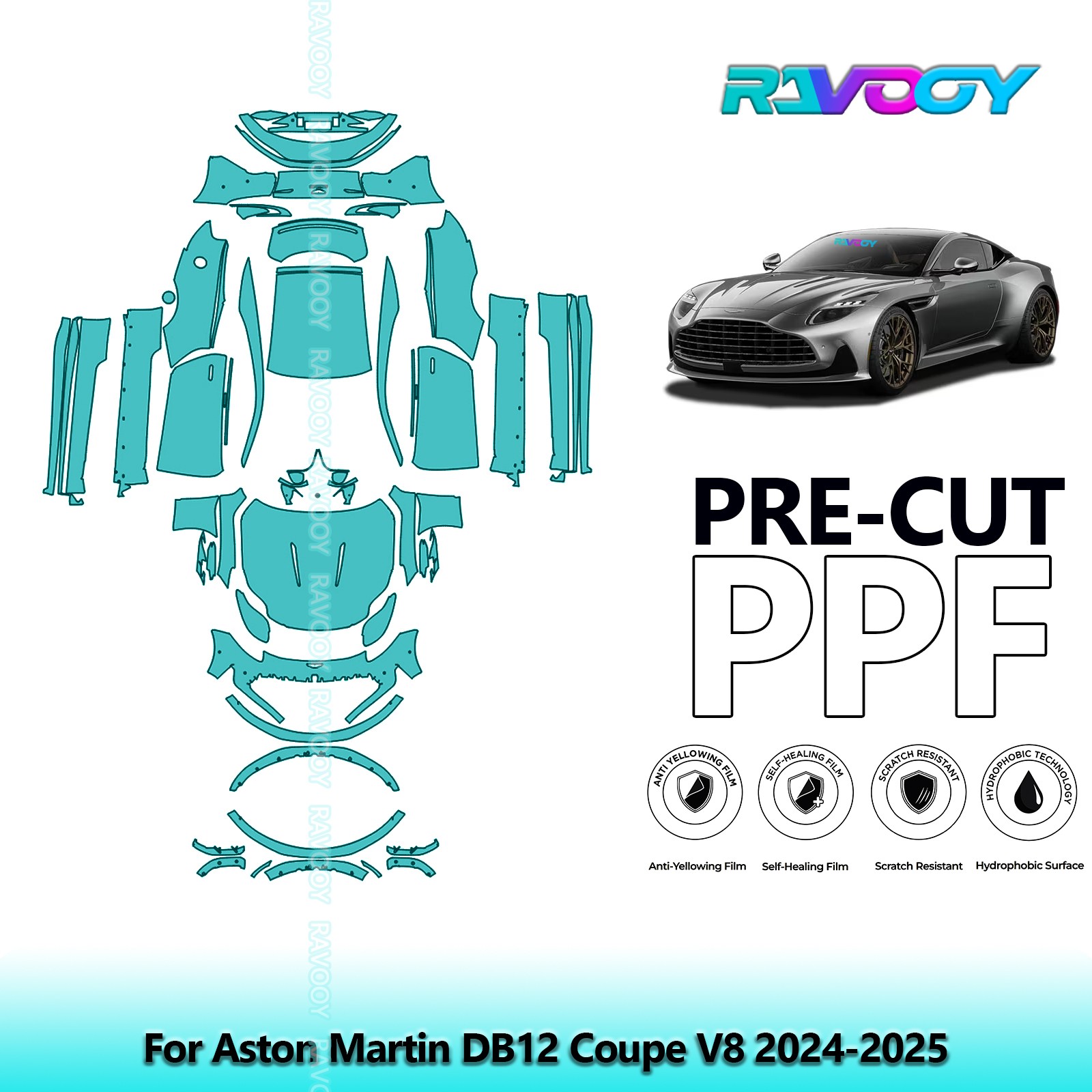 PreCut Paint Protection Film PPF For Aston Martin DB12 Coupe V8 2024-2025