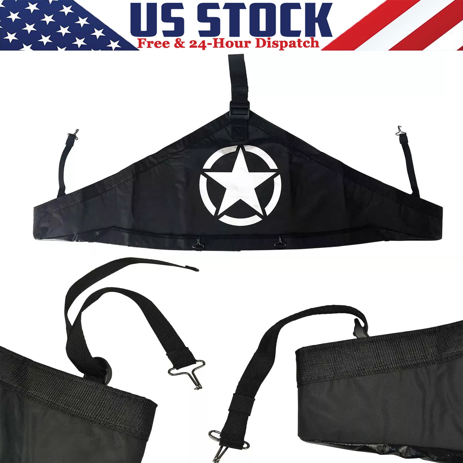Front Hood Cover End Bra Protector for Jeep Wrangler JK JKU 2007-2018 Black Star