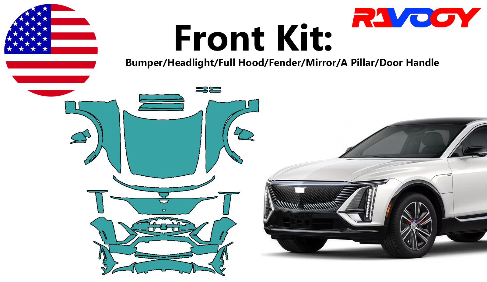 For Cadillac Lyriq 2023-2025 Front Paint Protection Film PreCut PPF Kit