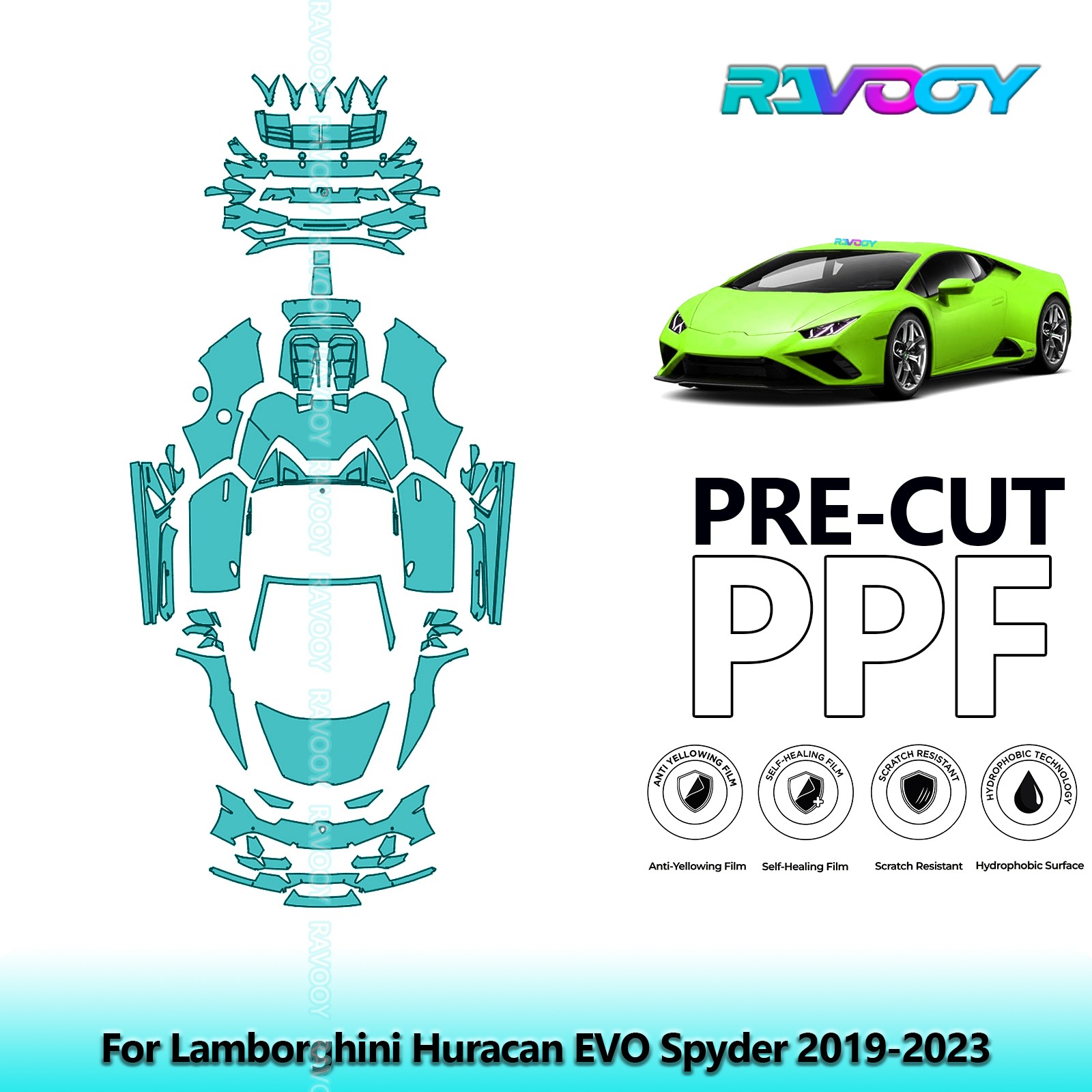 PreCut Paint Protection PPF Kit For Lamborghini Huracan EVO Spyder 2019-2023