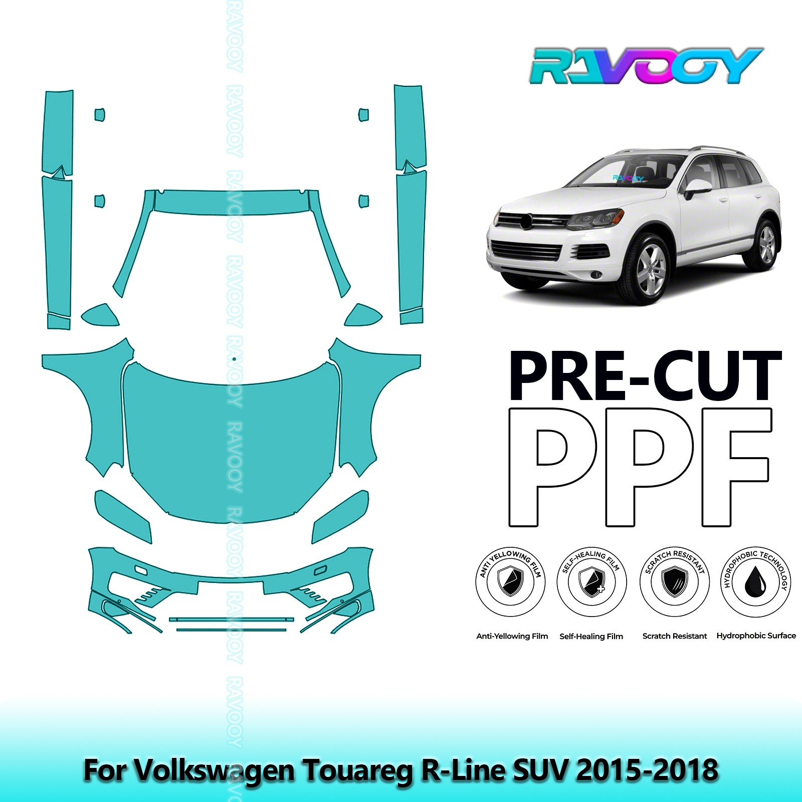 PreCut Paint Protection Film PPF For Volkswagen Touareg R-Line SUV 2015-2018