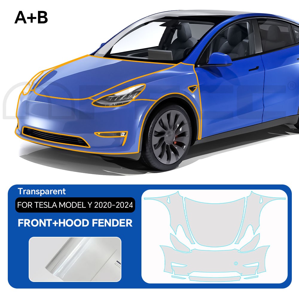 Tesla Model Y 2020-2024 Full Front PreCut Paint Protection Film Clear Bra PPF