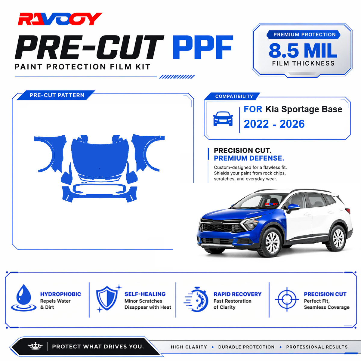 Precut PPF Clear Bra Kit For Kia Sportage Base 2022-2026 Paint Protection Film
