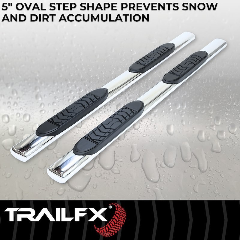 TrailFX A7099S Stainless Steel Oval Polished Nerf Bar 2020-2025 Jeep Gladiator