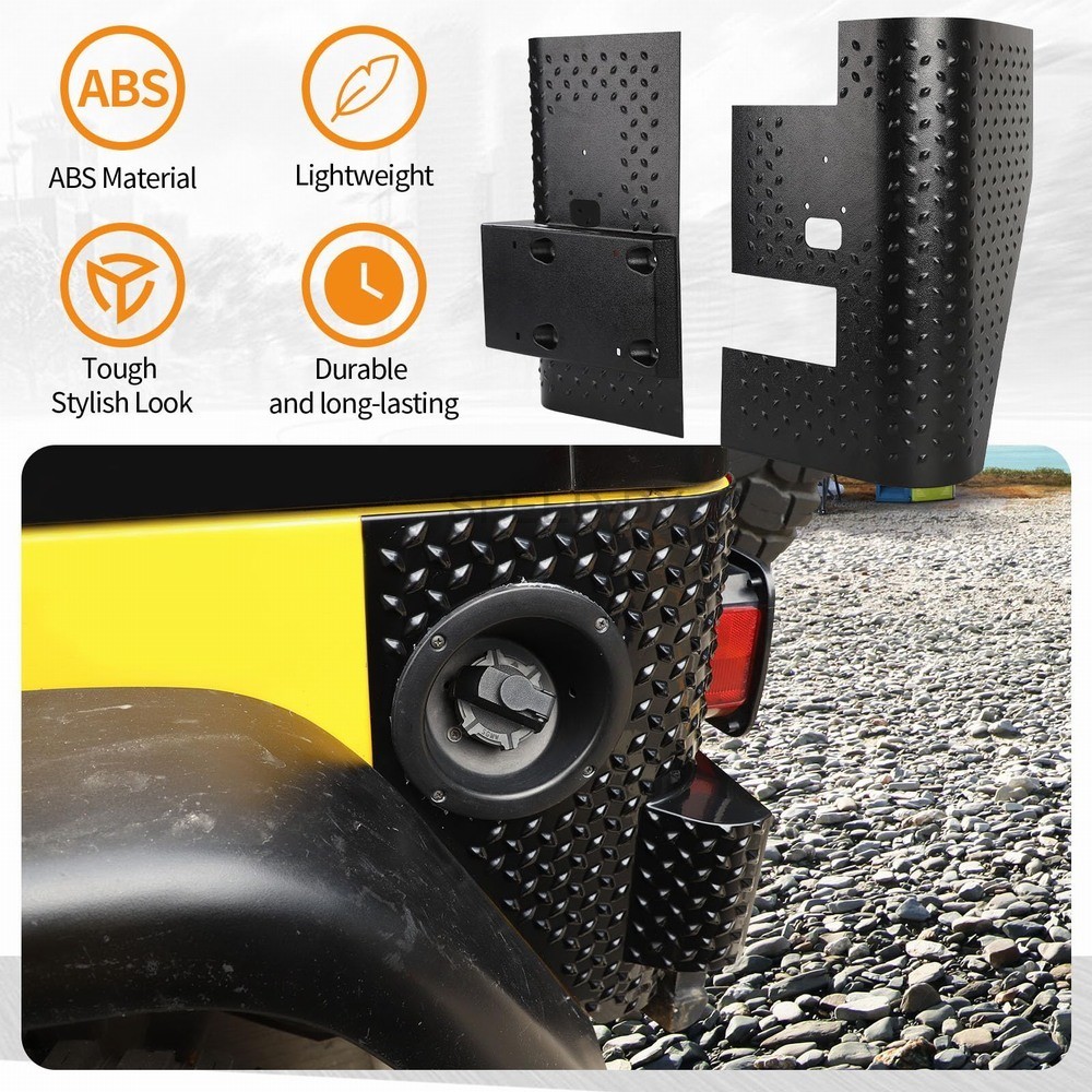 2X Black Rear Body Corner Quarter Panel Guards Armors Kit For Jeep Wrangler TJ