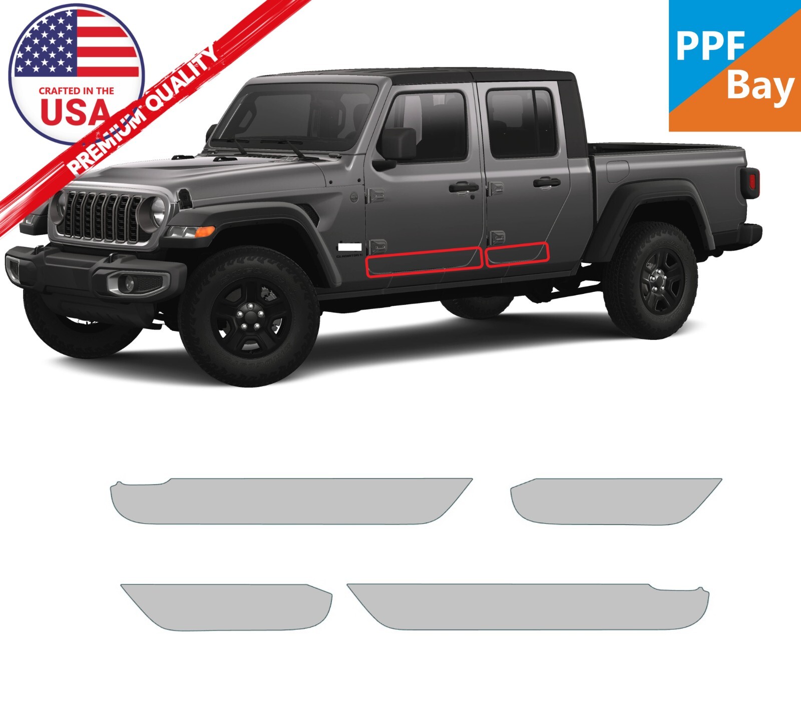 For Jeep Gladiator 2024-2025 Door Panel Panel Paint Protection Film PreCut PPF