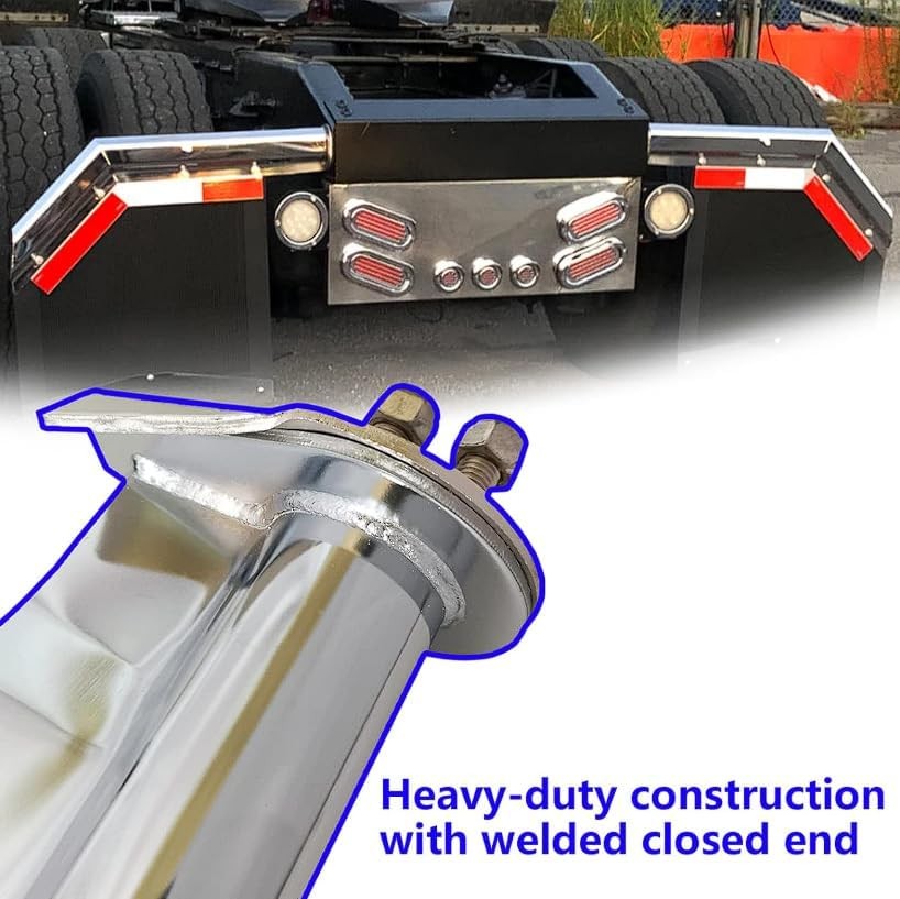 Chrome Mud Flap Hanger Set 28″ Length 45 degree 1-1/8″ Bolt Pattern w/ Reflector