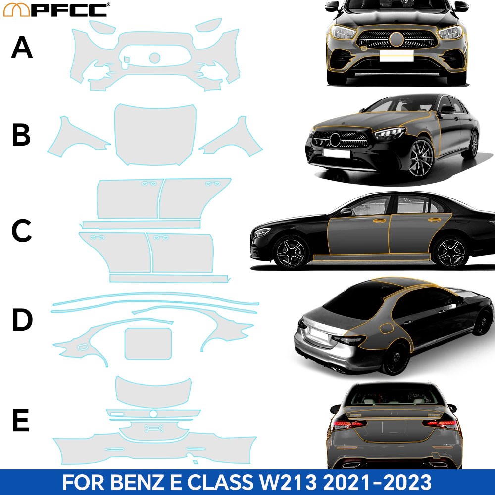 Matte PPF PreCut Full Kit For Mercedes Benz E Class W213 2021-2023 Protection