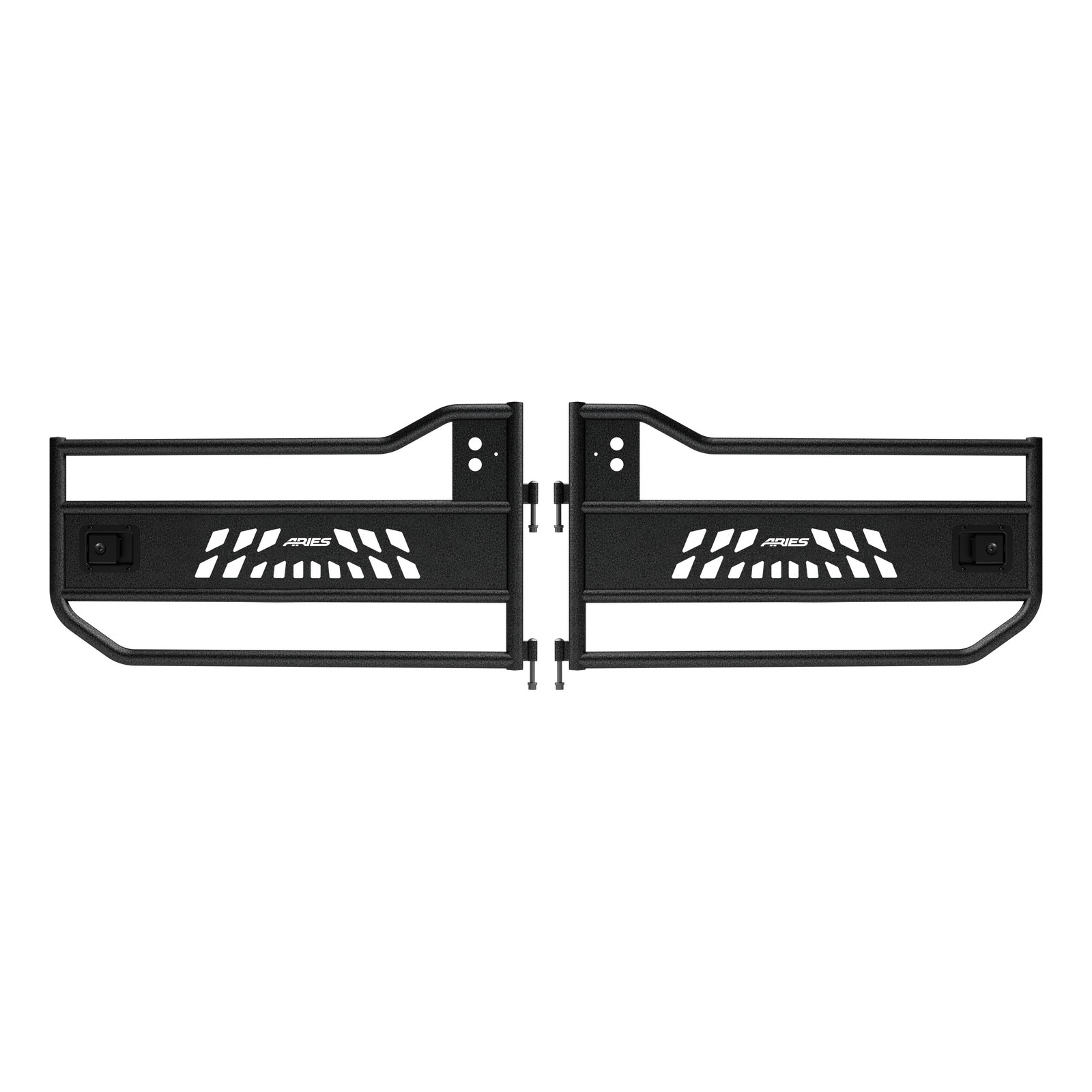Aries Front Tubular Doors Textured Black Aluminum Set 2 for 2007-18 Wrangler JK