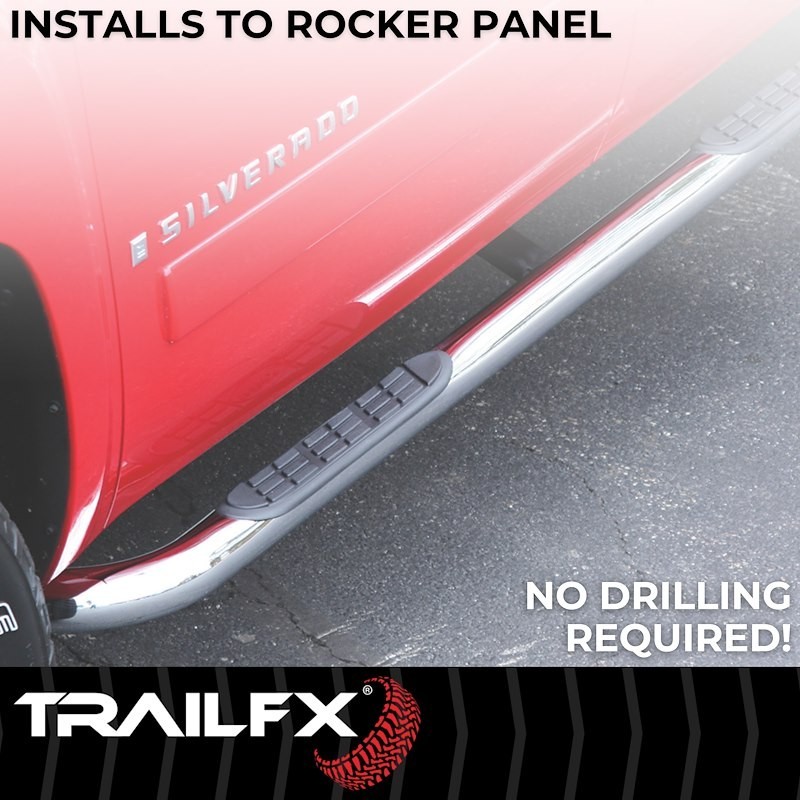 TrailFX A0063S Stainless Steel Polished Nerf Bar for 2020-2025 Jeep Gladiator