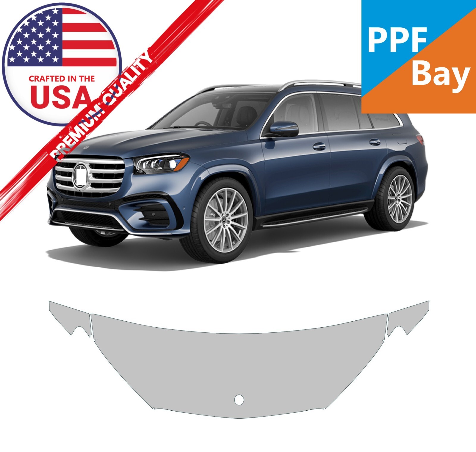 For Mercedes-Benz GLS 2021-2025 Hood/Fender 24″ Paint Protection Film PreCut PPF