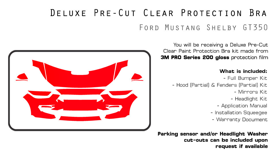 Ford Mustang Shelby GT350 2016-2020 3M PRO PreCut Paint Protection Clear Bra Kit