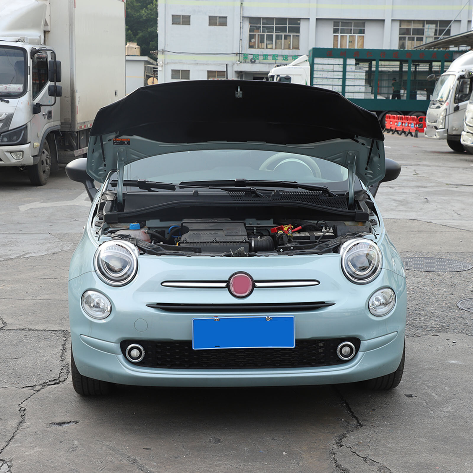 Front Bumper Lebra Car Bonnet Mask Hood Bra Fit For Fiat 500 500C 2007-24 Black