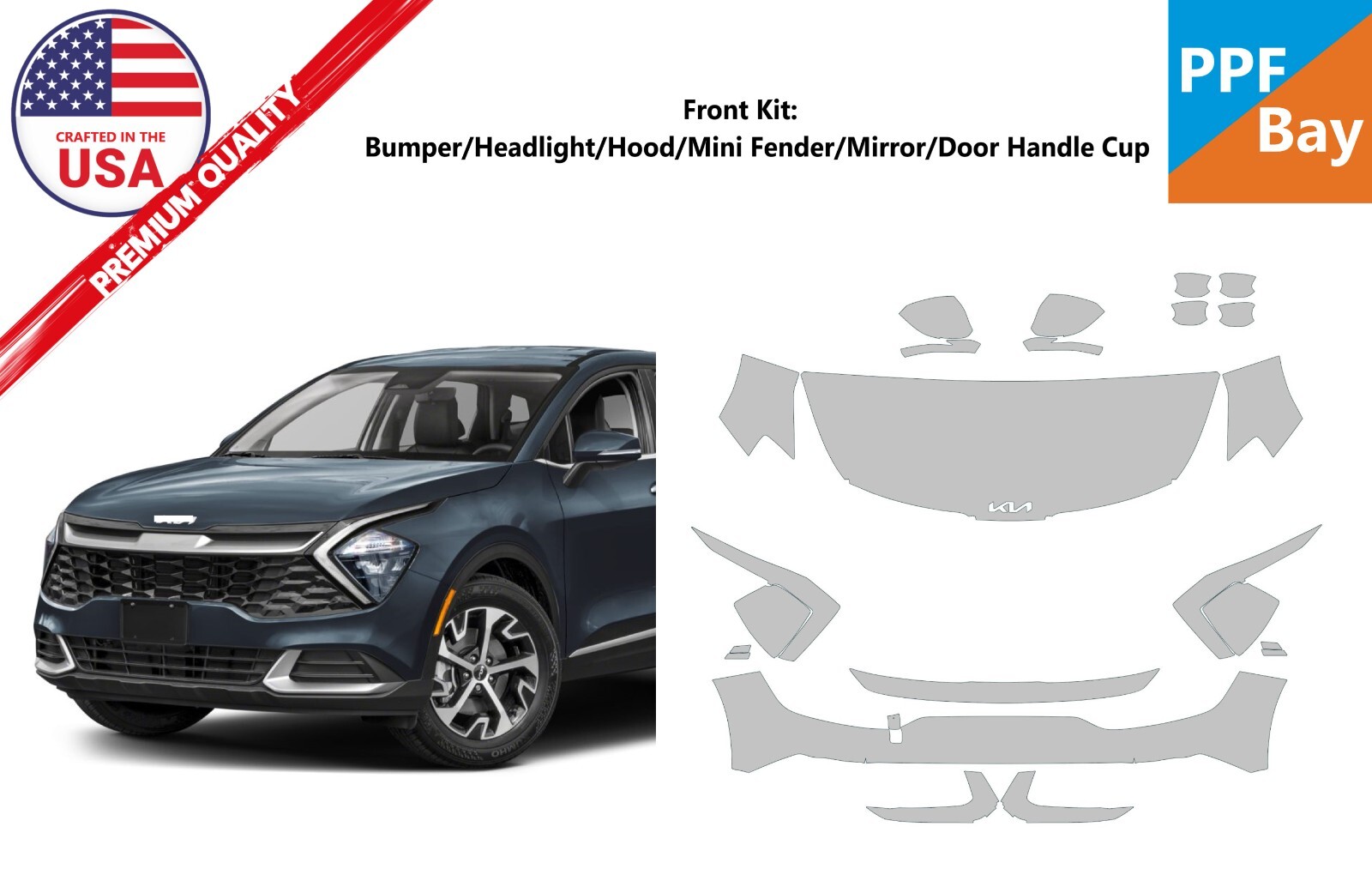 For KIA Sportage EX/LX 2023-2024 Front Paint Protection Film PreCut PPF