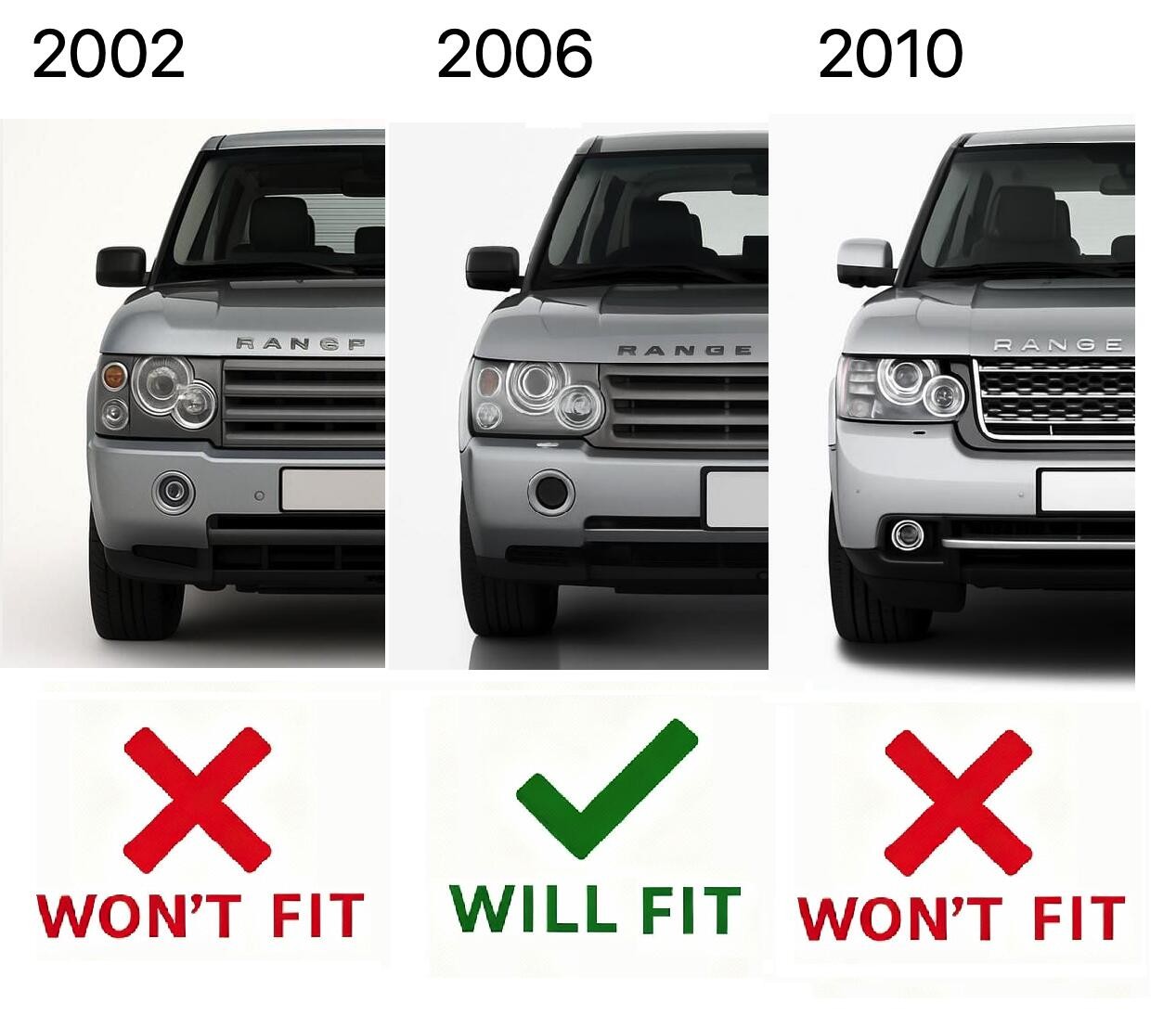 Headlight Guards in Gloss Black for Range Rover L322 2006-2009 Lamp Trim Covers