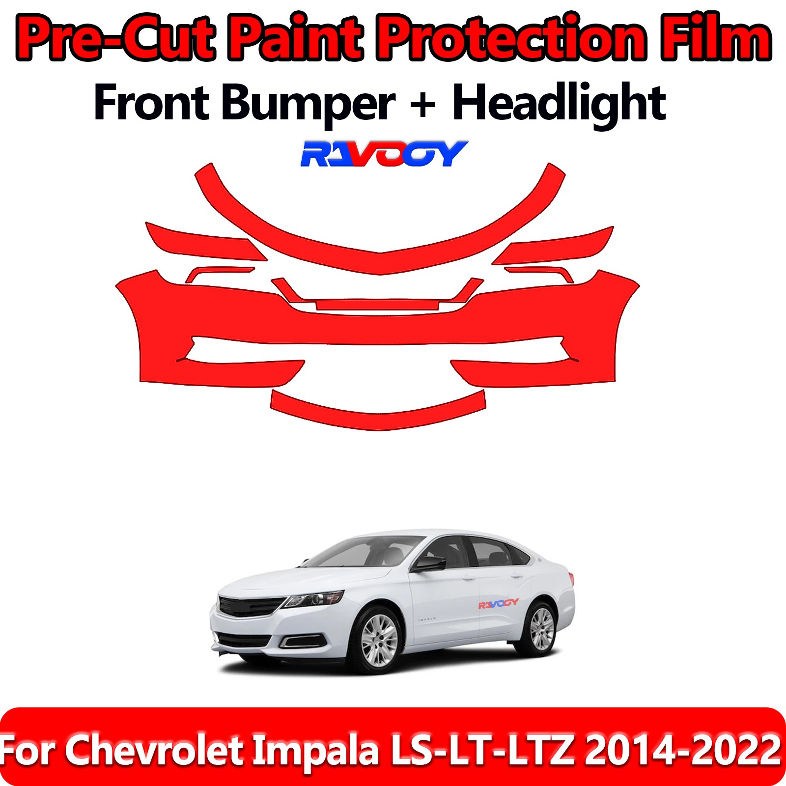 8.5Mil PreCut Front Bumper PPF Kit Film For Chevrolet Impala LS-LT-LTZ 2014-2022