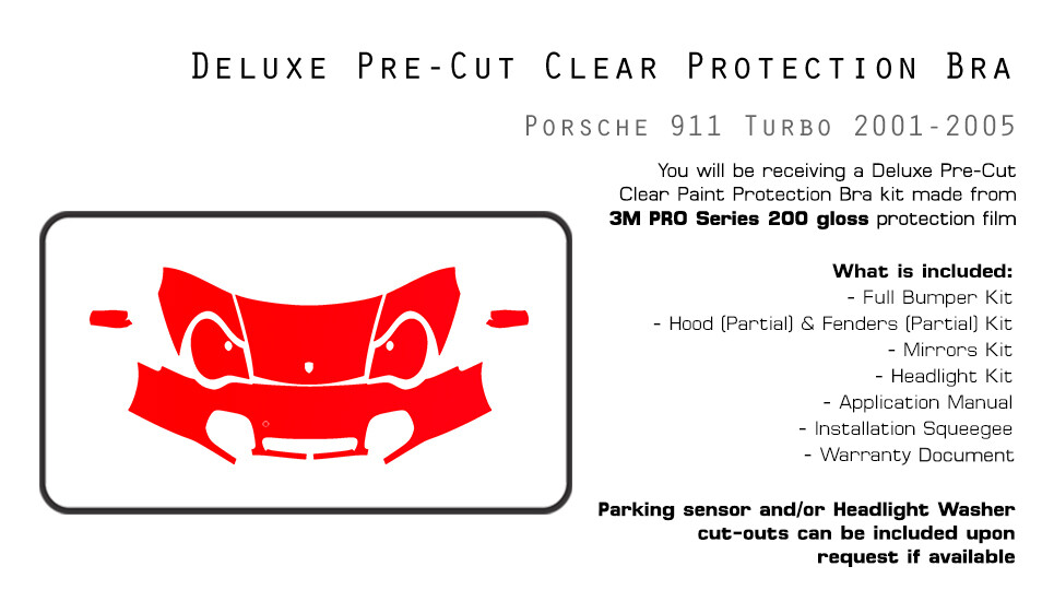 Porsche 911 Turbo 2001-2005 3M PRO Series PreCut Paint Protection Clear Bra PPF