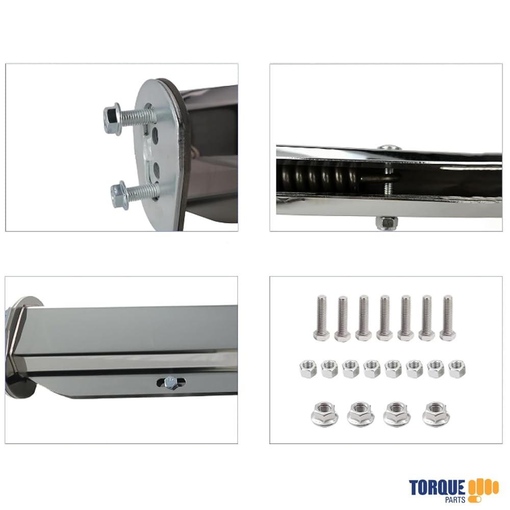 Chrome Mud Flap Hanger Set 28″ Length 45 degree 1-1/8″ Bolt Pattern w/ Reflector