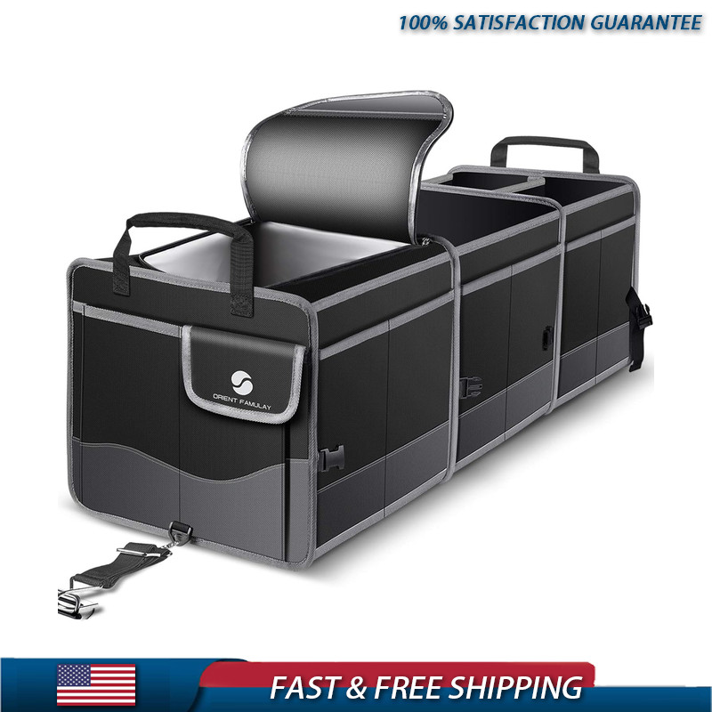 Collapsible Trunk Organizer Cooler, Non-Slip Bottom, Large Multi-Compartment Wat