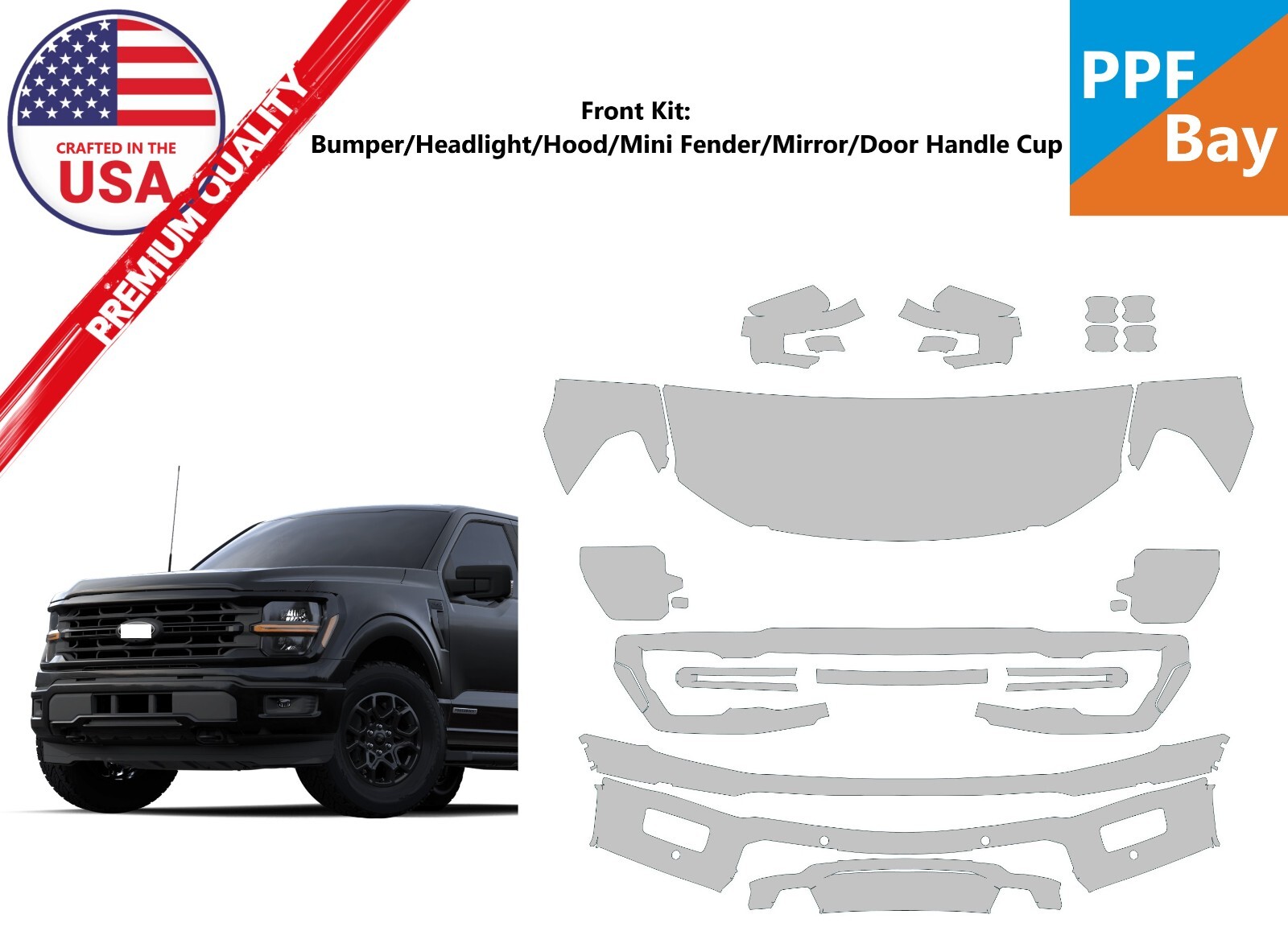 For Ford F-150 XL/STX/XLT 2024-2025 Front Paint Protection Film PreCut Kit PPF