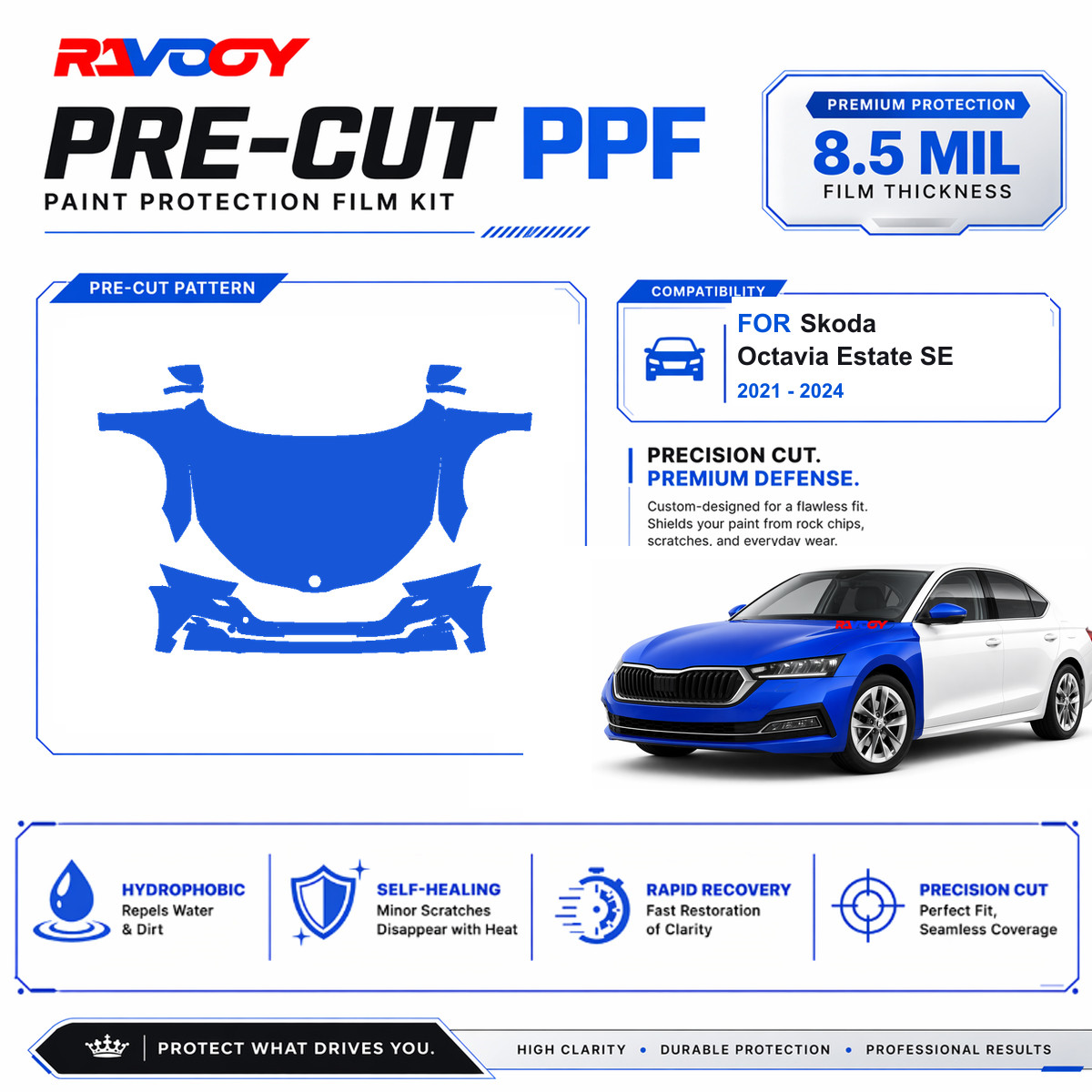 Precut PPF Clear Bra Kit For Skoda Octavia Estate SE 2021-2024