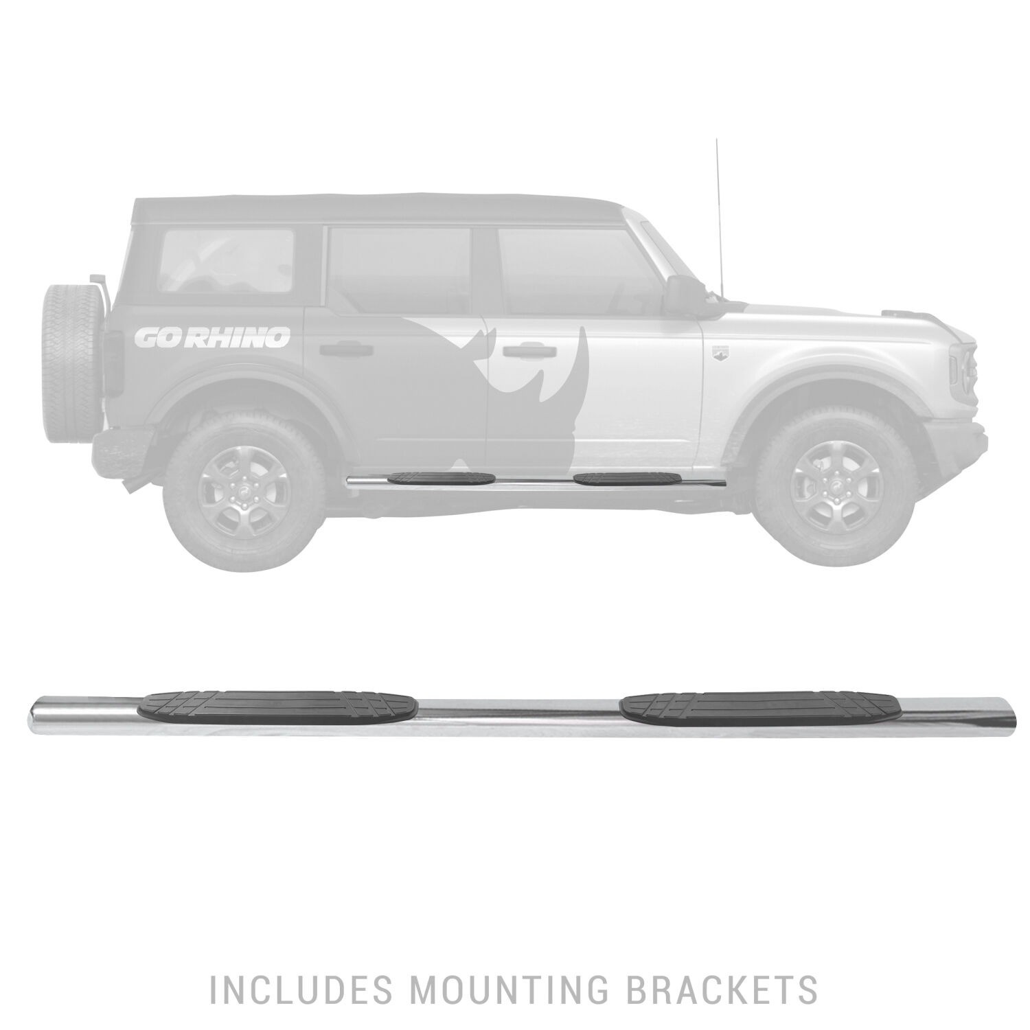 Go Rhino 104412973PS 4″ 1000 Series Side Steps With Mounting Bracket Kit