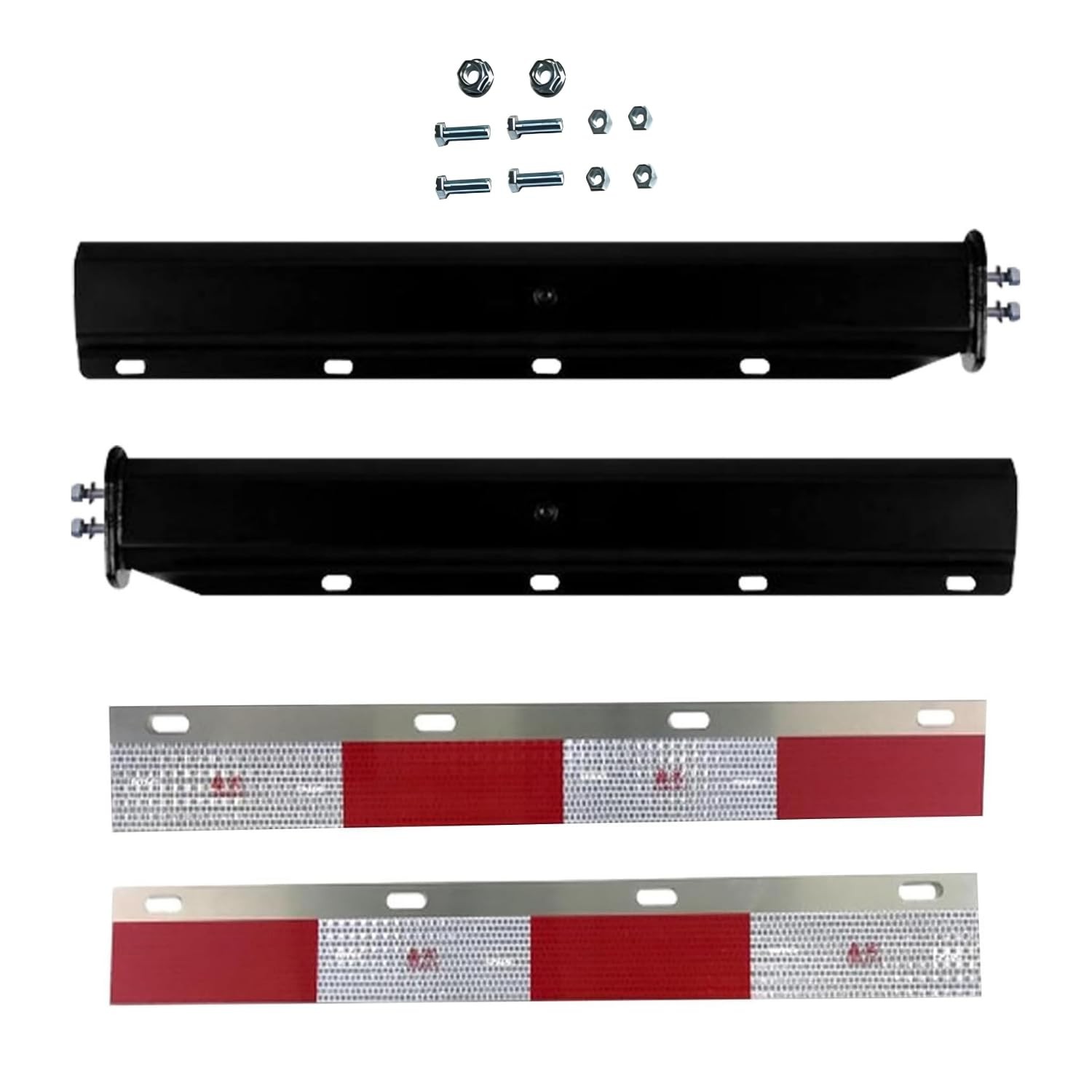 Black Mud Flap Hanger Pair Set 30 Inch Straight Angled 2-1/2 inch Bolt Pattern
