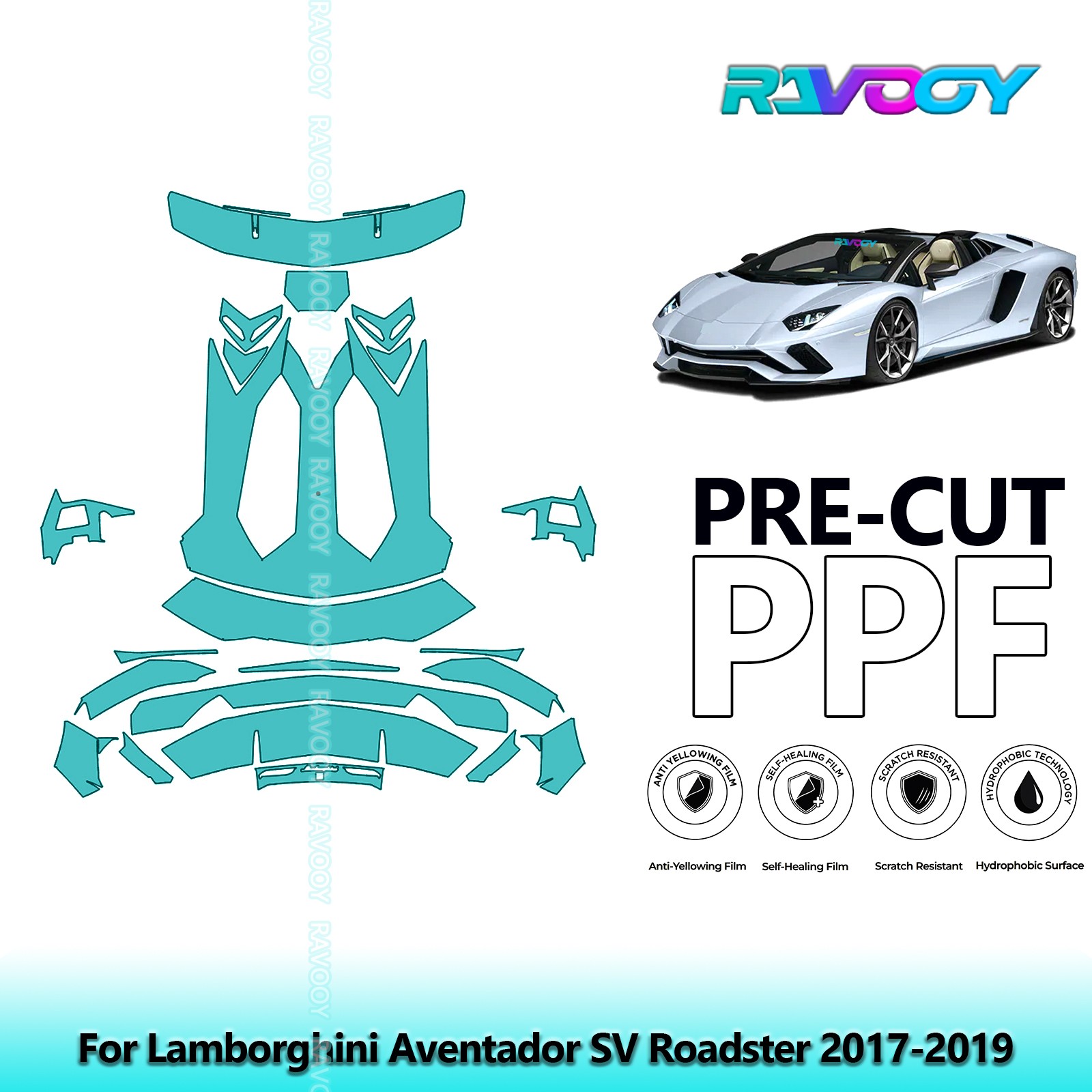 PreCut Paint Protection PPF Kit For Lamborghini Aventador SV Roadster 2017-2019