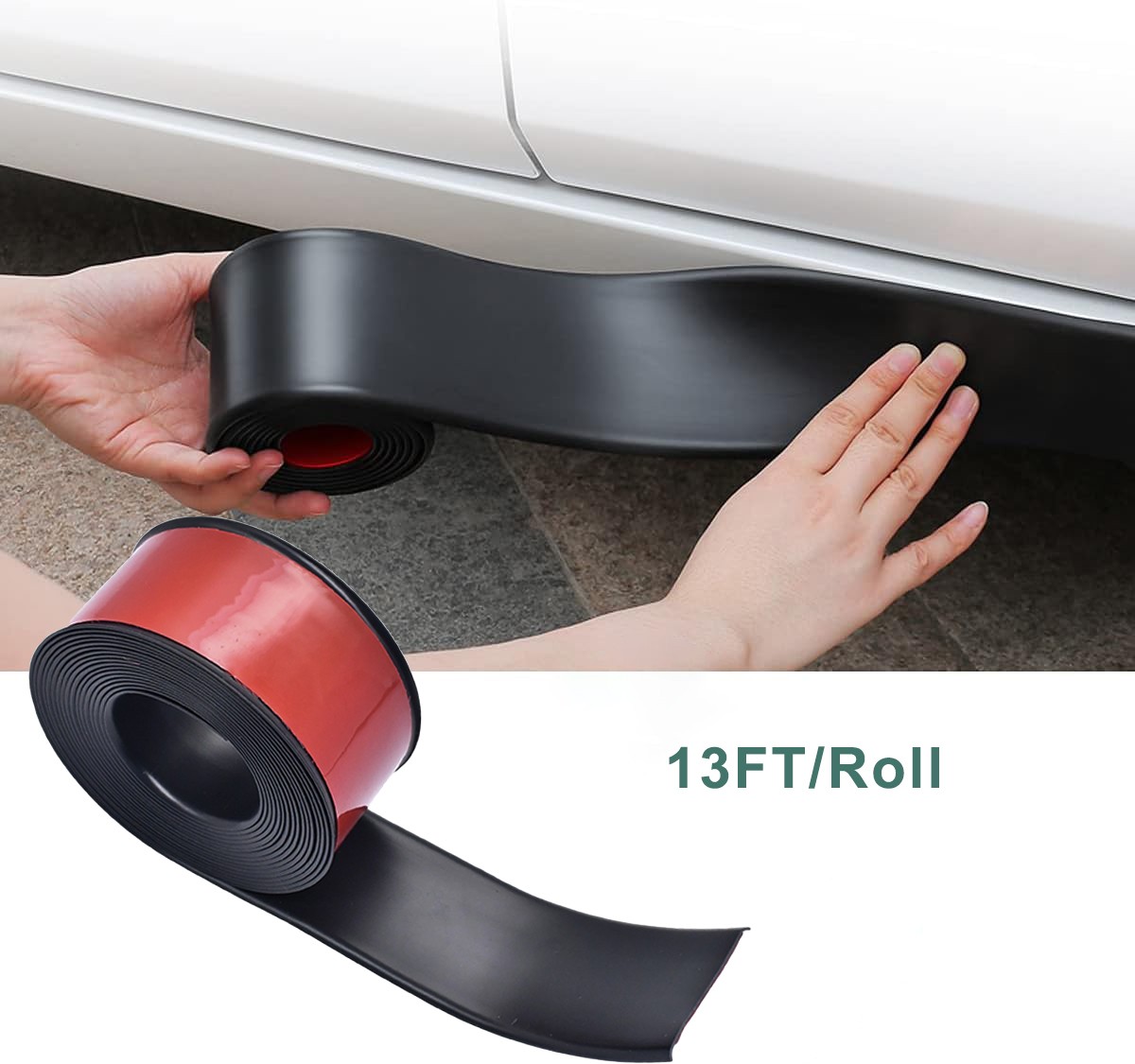 For Chrysler 13FT x 2″ Rubber Side Skirt Rocker Panel Trim Matte Black Protector