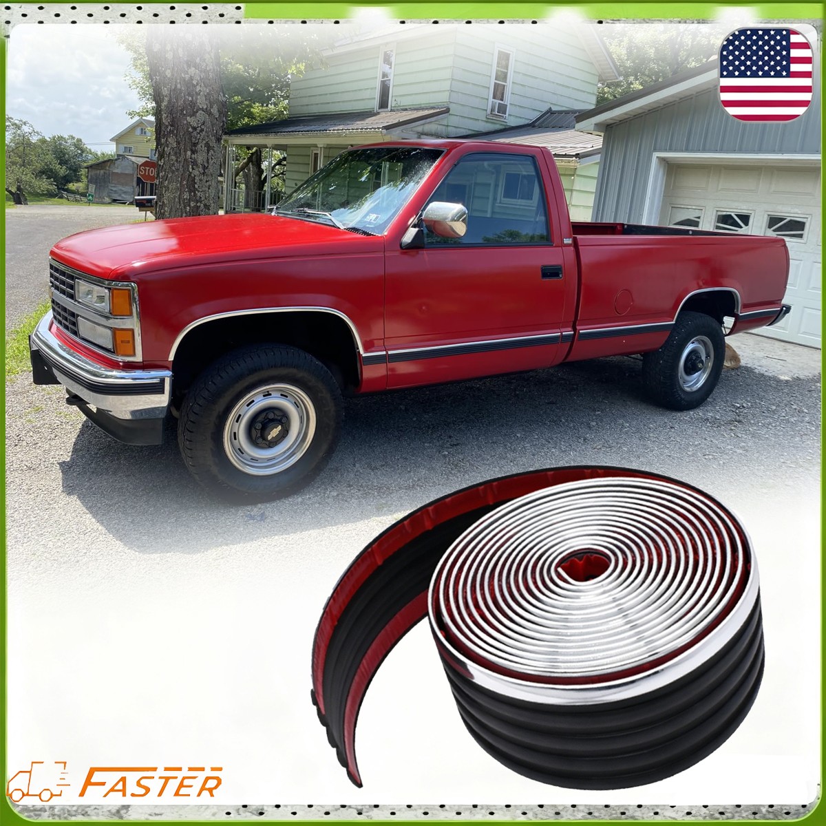 Universal For 1988-1998 Chevy/GMC trucks and SUVs Chrome Body Side Trim Molding