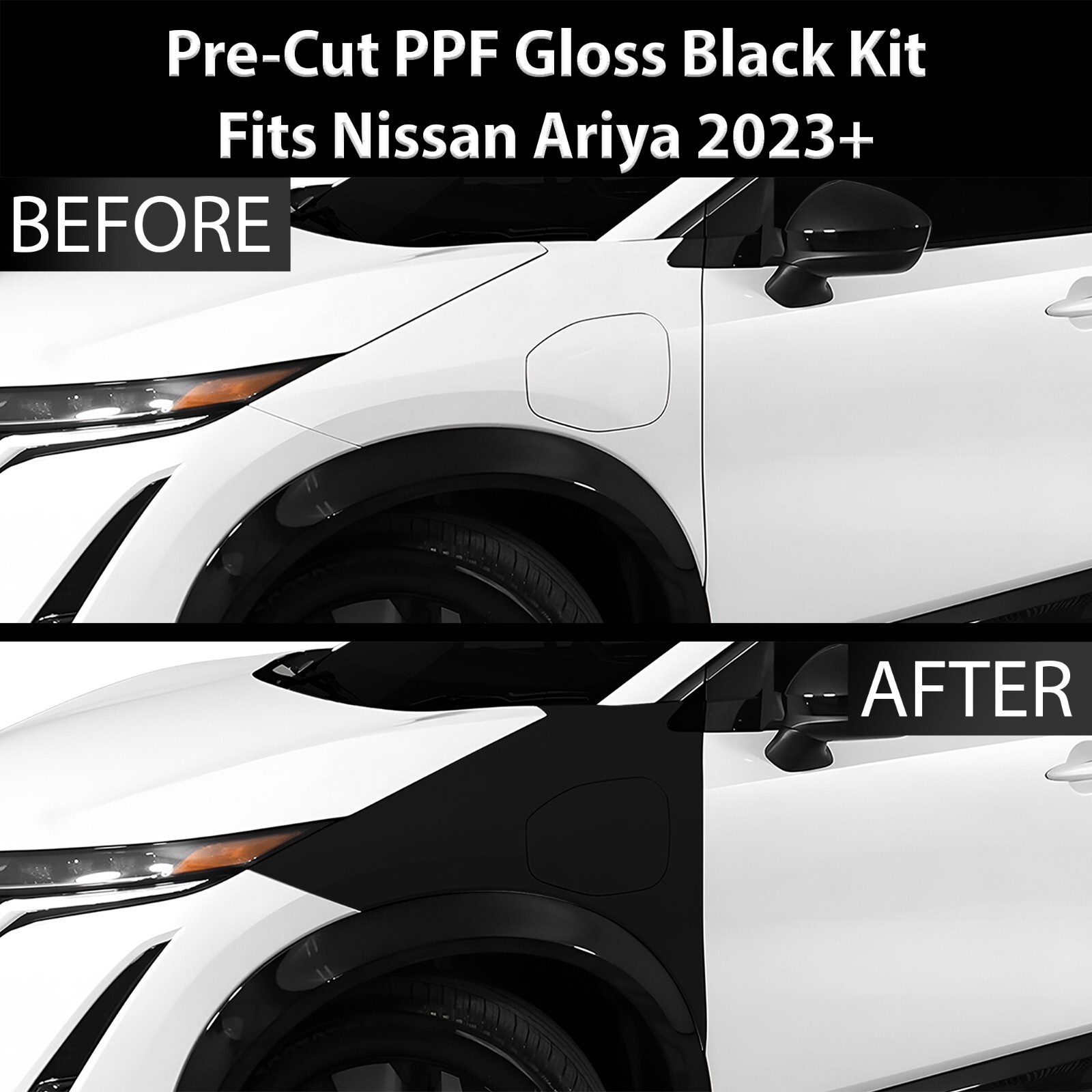 Pre Cut for Nissan Ariya 2023+ Fender Gloss Black Paint Protection Kit
