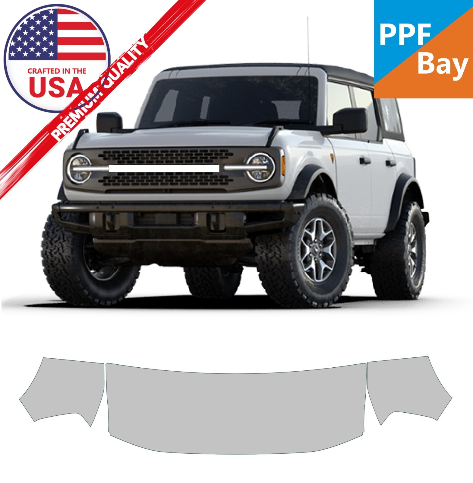 For Ford Bronco 2021-2026 Hood/Fender 24″ Paint Protection Film PreCut PPF