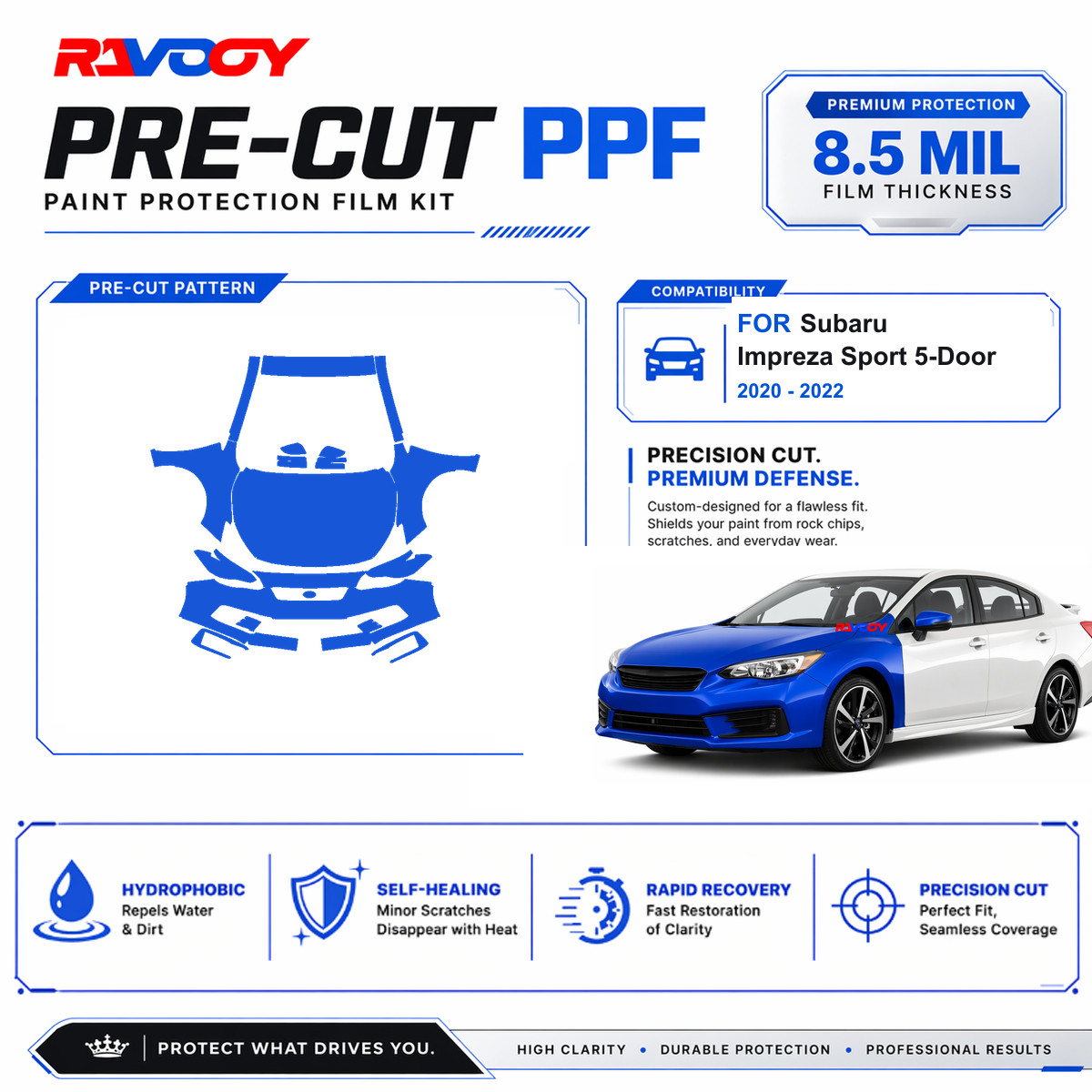 Precut PPF Clear Bra Kit For Subaru Impreza Sport 5-Door 2020-2022