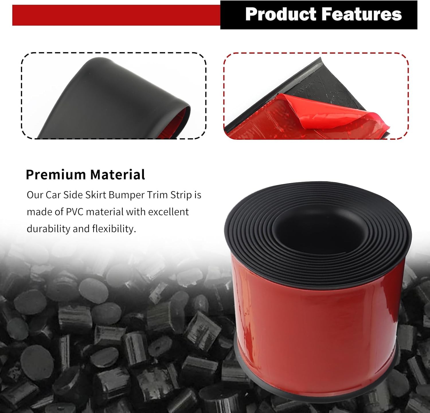 For Lincoln 13FT Car Rubber Side Skirt Rocker Panel Trim Bumper Protector Strip