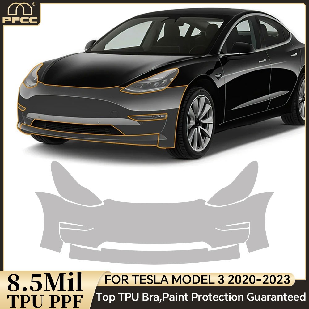 For Tesla Model 3 2020-2023 Front Bumper Precut Paint Protection Film Clear PPF