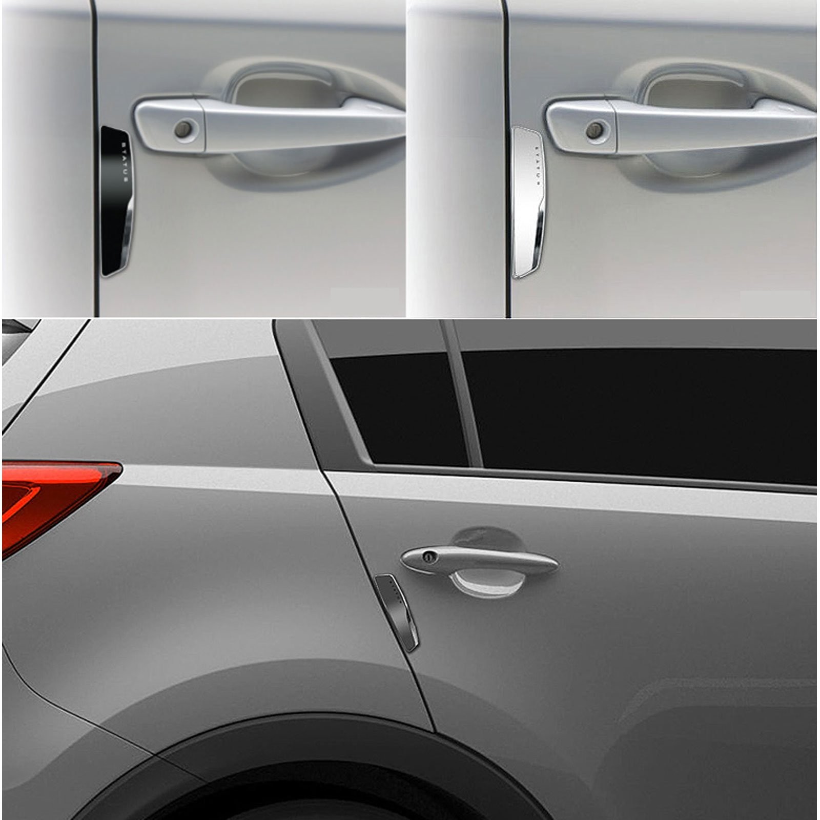 4 Pcs Status High Glossy 9.5cm x 2.3cm (Front), 8.2cm x 2.0cm (Rear), Black