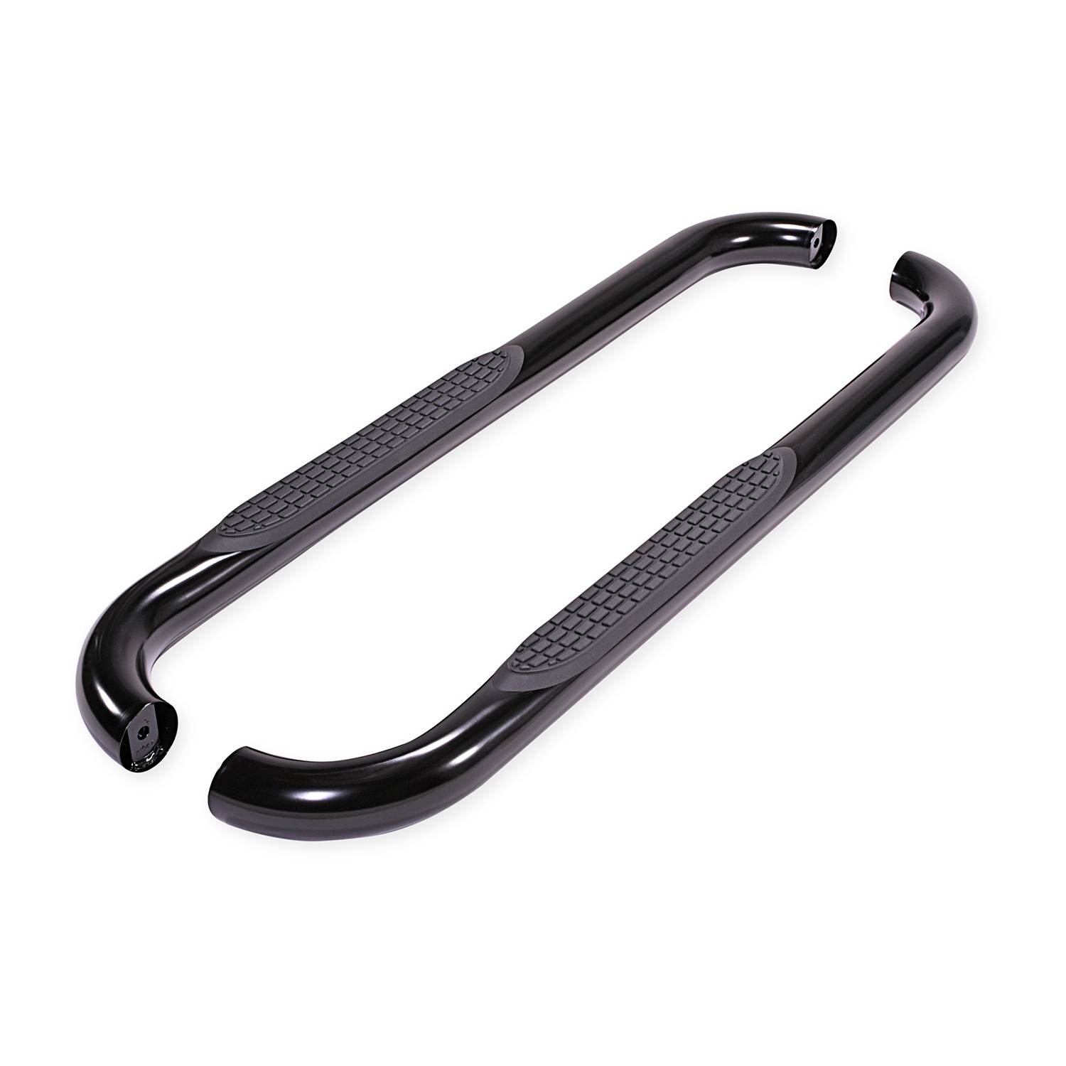 TrailFX A0032B Nerf Bar 3″ Black Powder Round Bent w/Step Pads Rocker Mount