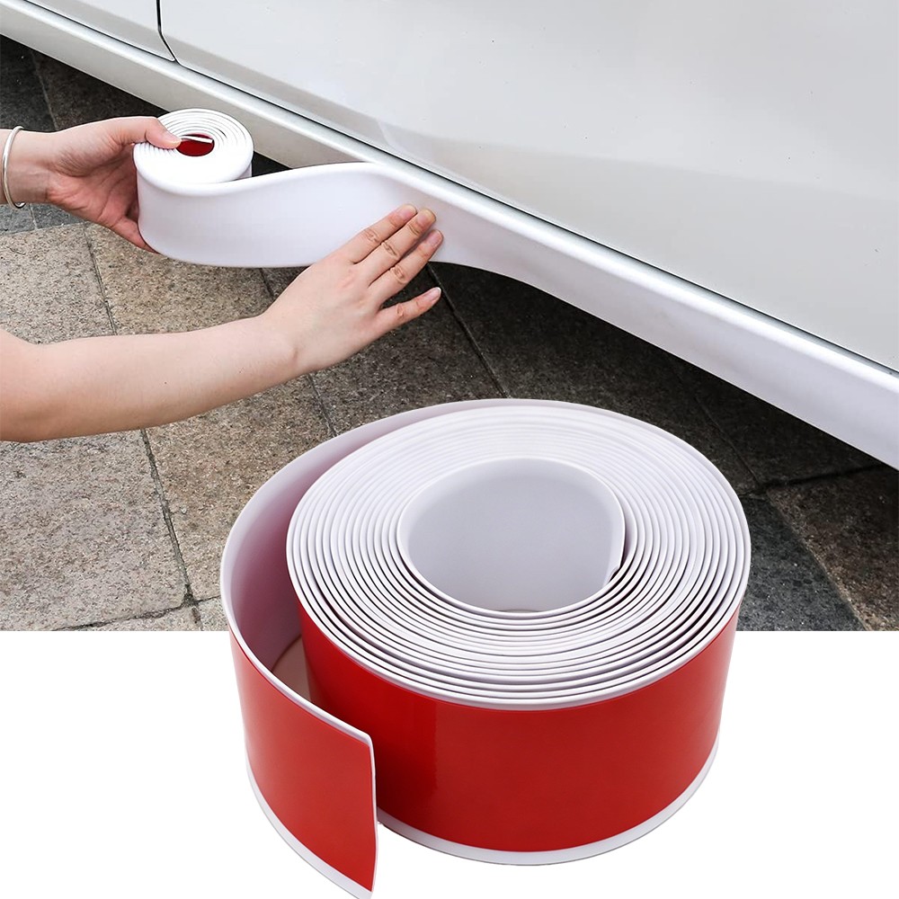For Toyota 13FT Rubber Side Skirt Rocker Panel Trim Bumper Protector Strip White