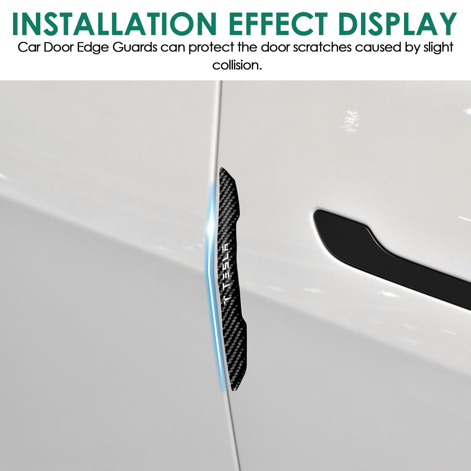ONKENTET 4 Pcs Car Door Corner Bumper Guards Strip Tesla Models, Black