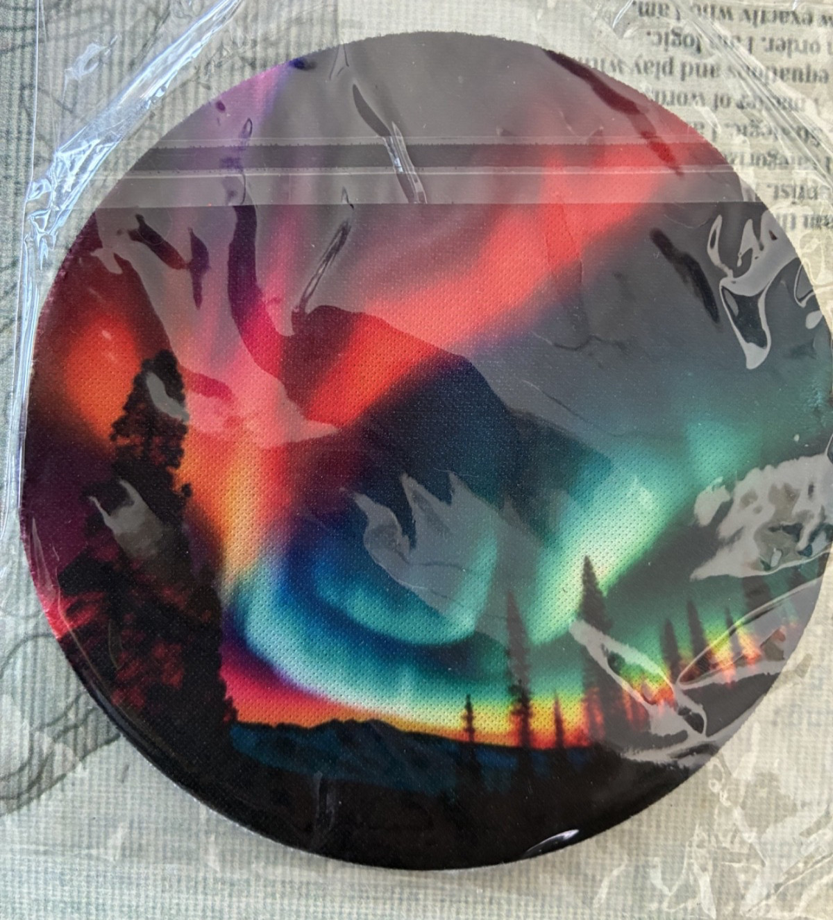 NEOPRENE COASTERS 4″ INCH Northern Lights Landscape SET OF 2