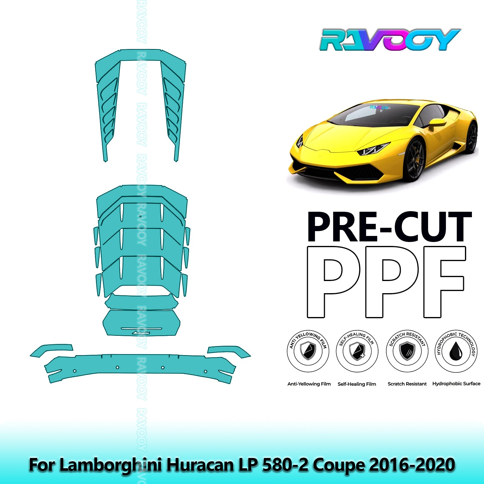 PreCut Paint Protection PPF Kit For Lamborghini Huracan LP 580-2 Coupe 2016-2020