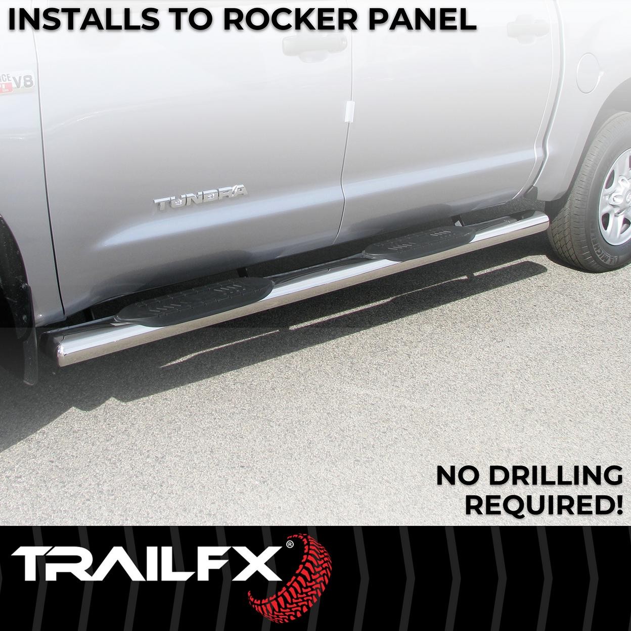 TrailFX A8249S With Step Pads 6 In Oval Straight Pol Stainless Steel With Welded