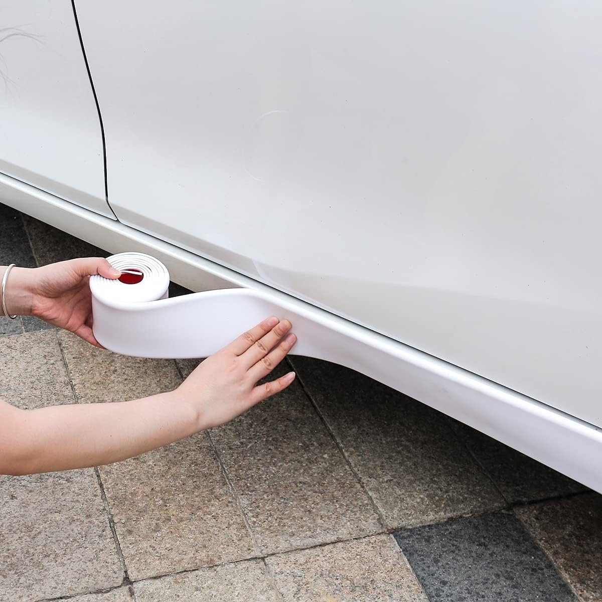 For Toyota 13FT Rubber Side Skirt Rocker Panel Trim Bumper Protector Strip White