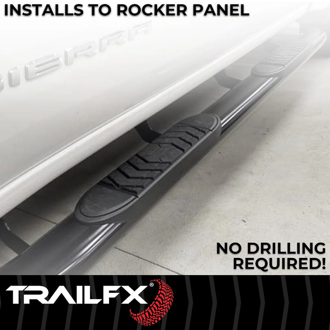 TrailFX 5″ Oval Straight Step Bar For Ford F250/350 Crew-Black (A7015B)