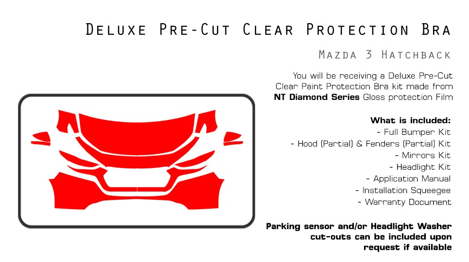 Mazda 3 Hatchback 2019-2025 PreCut Paint Protection Film Clear Bra PPF