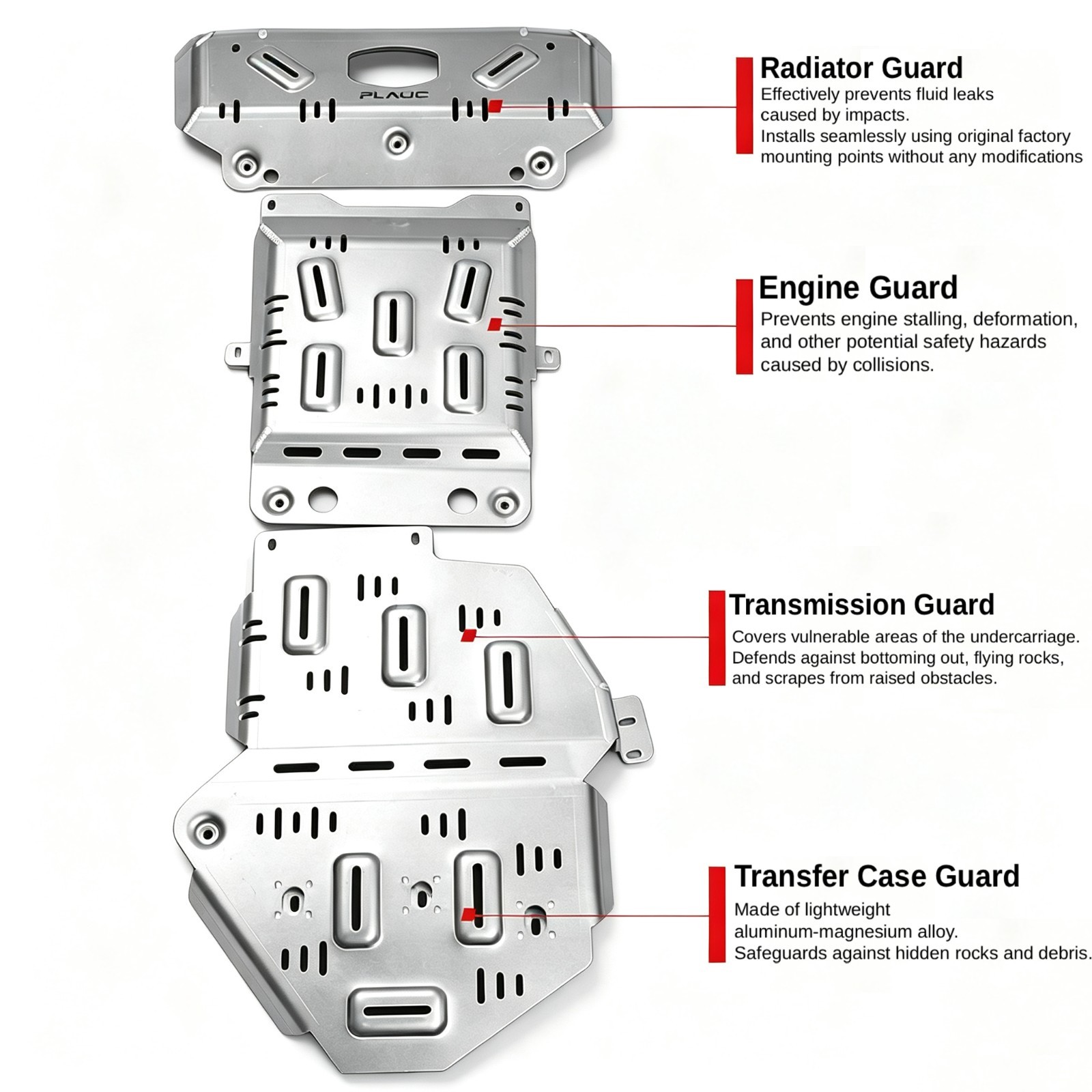 Aluminum Skid Plate For 2023-2026 Land Rover Defender 130 3.0L 4WD Underbody