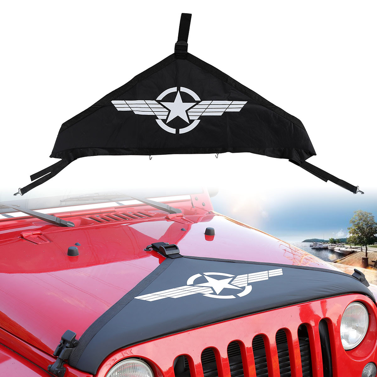 Front Hood Cover Bra Protector Cover T-Style For Jeep Wrangler JK Rubicon Sahara