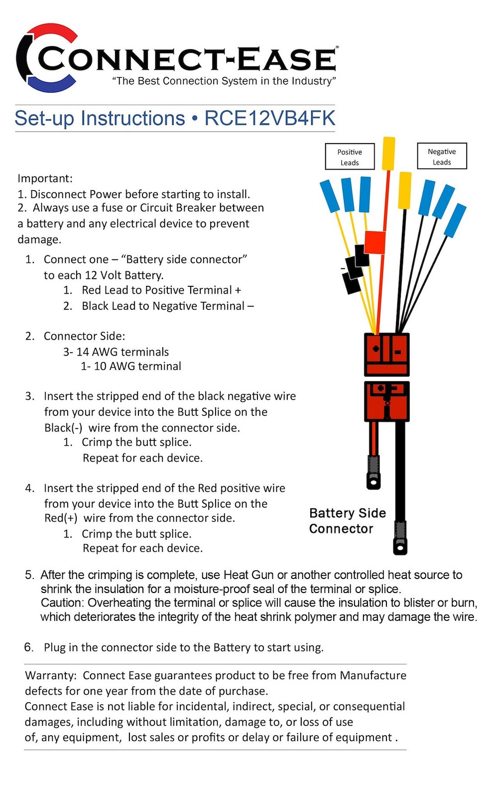 CONNECT EASE 12 VOLT MULTI FUSED CONNE- RCE12VB4FK