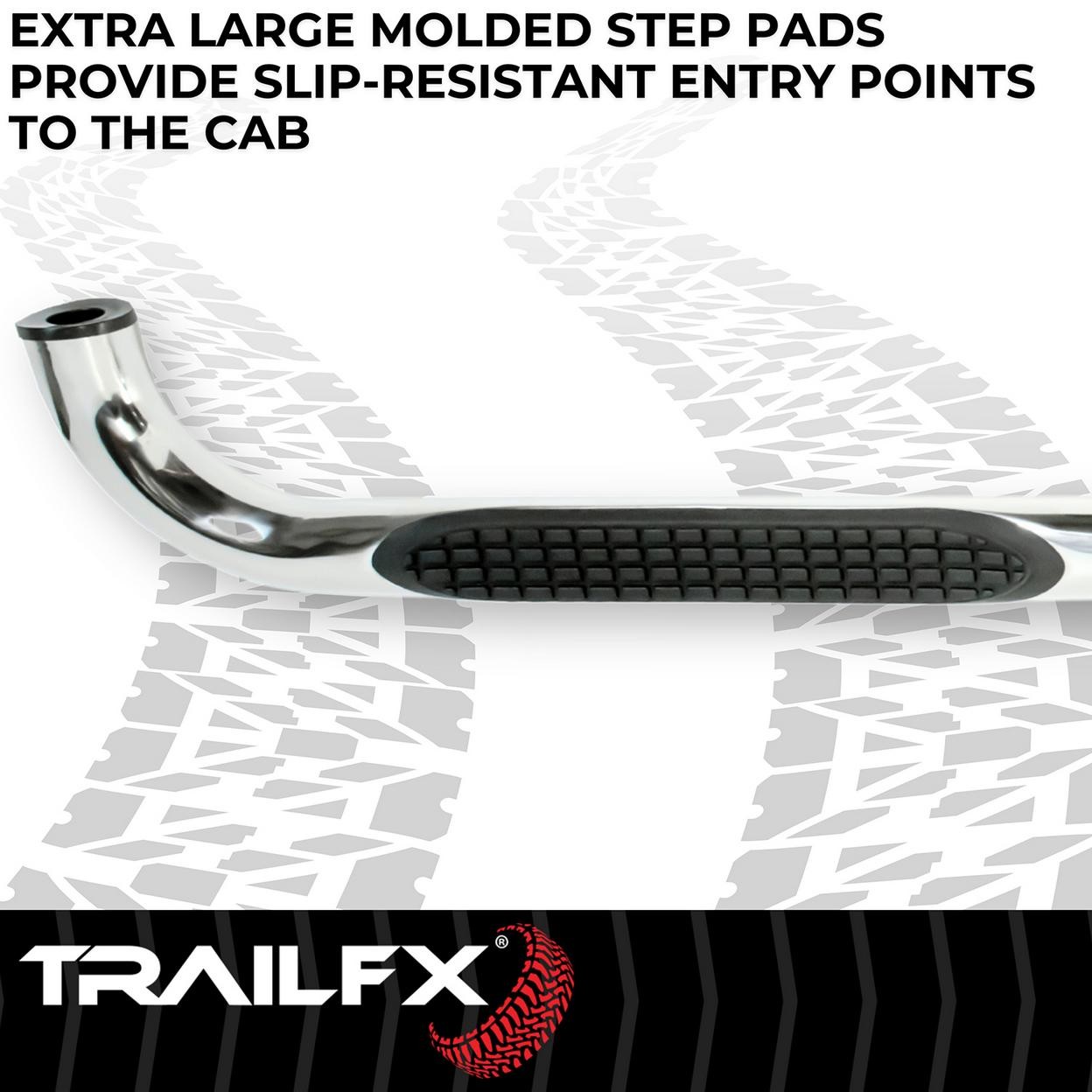 TrailFX Step Nerf Bar – 3 Inch Round Bent Pol Stainless Steel Without End Caps F