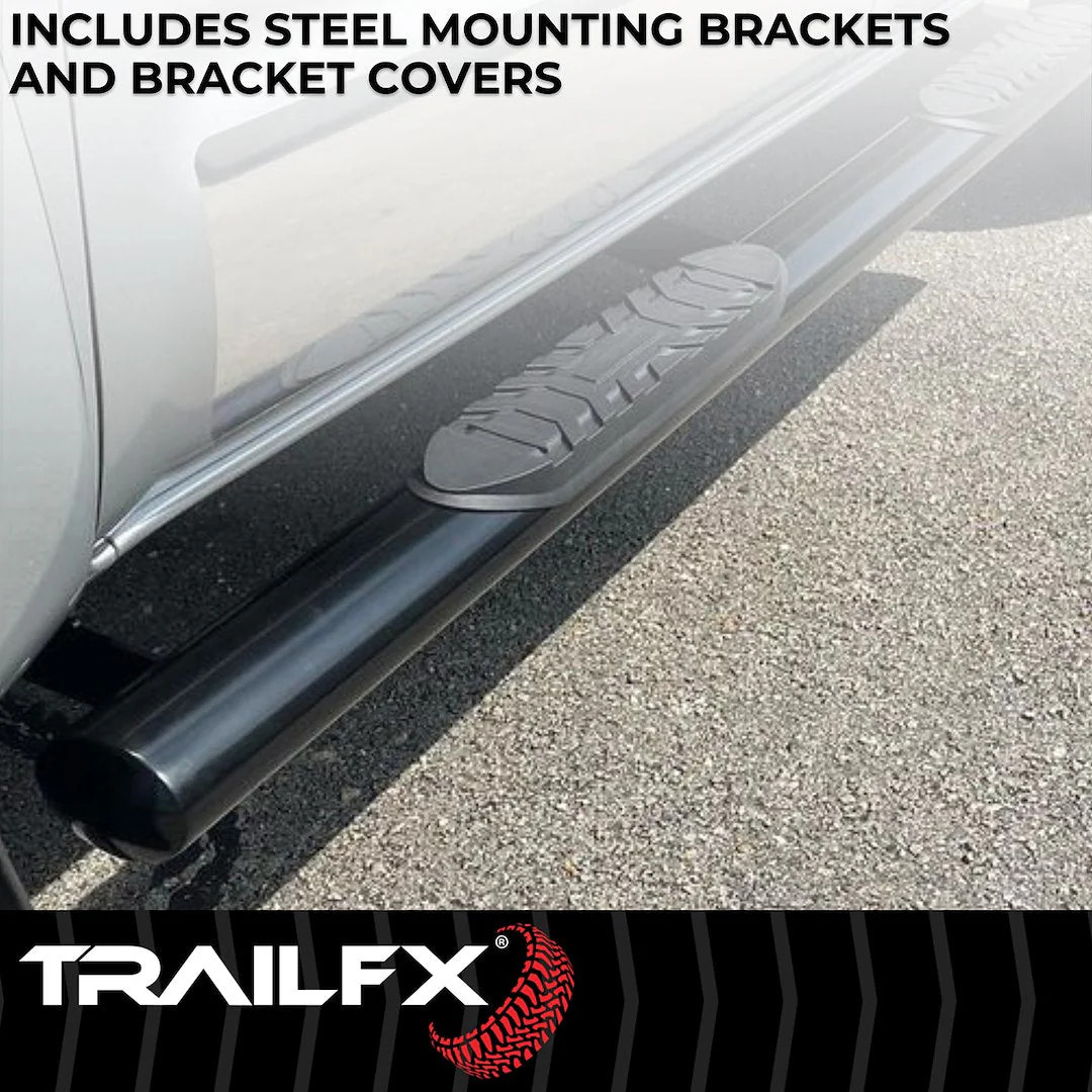 TrailFX 4″ Oval Straight Step Bar For Ford F150 Crew- Black (2930314043)